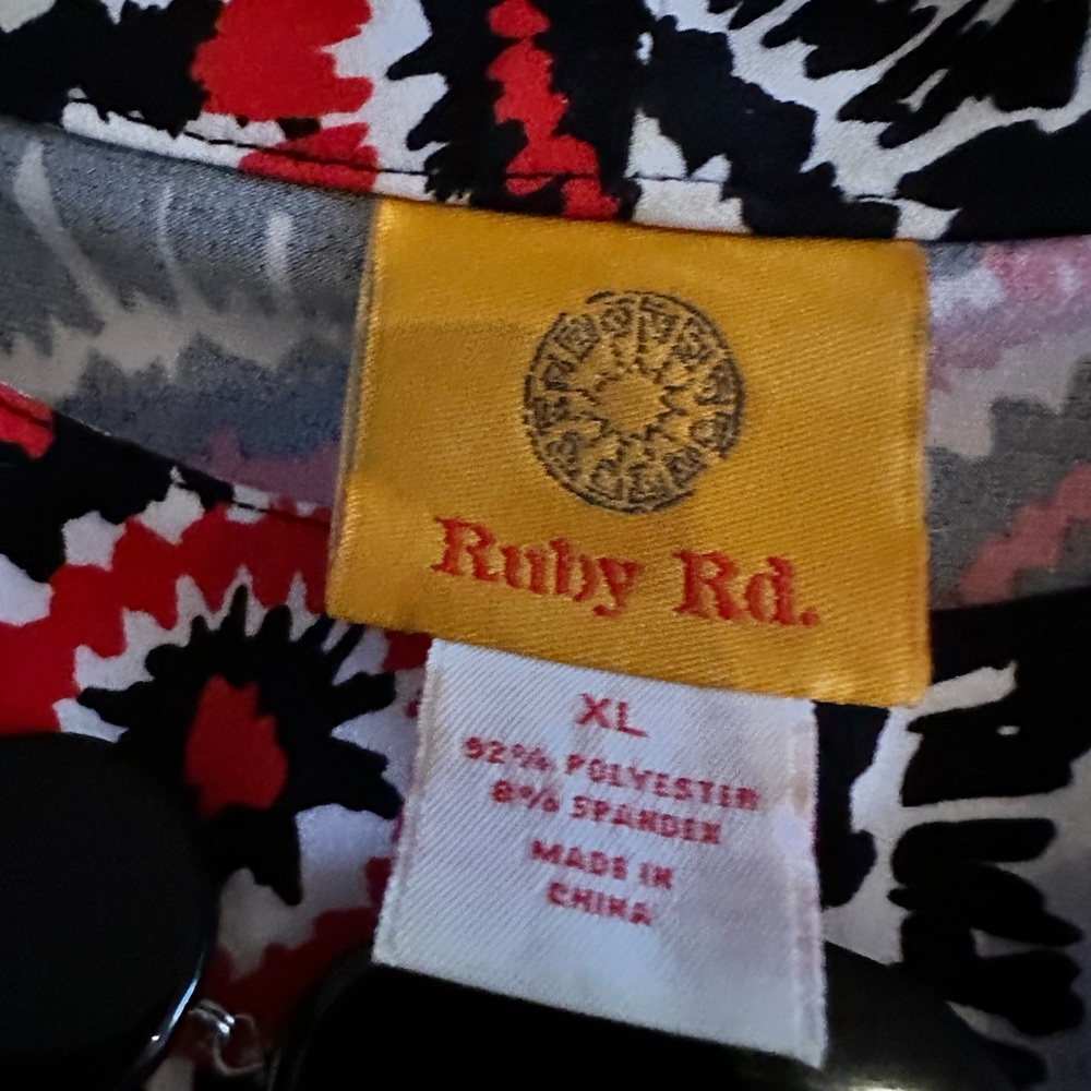 Ruby Rd. Red and Black Swirl Pattern Blouse - Picture 3 of 3